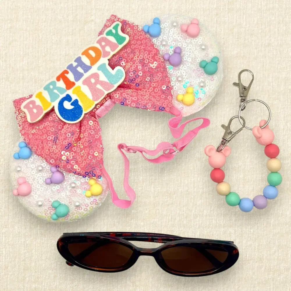 Elastic Pastel Mickey Bead Birthday Minnie Ears | Disney-Inspired Mouse Ears